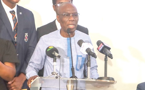 Peter Kwasi Nortsu-Kotoe, Member of Parliament for Akatsi North, launching the 2025 National Public Speaking Competition on behalf on Alban S. K. Bagbin, Speaker of Parliament