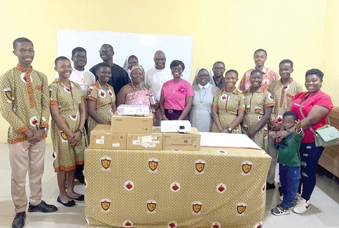 Some members of the MagMina Foundation with  management and some students of SAHESS after the presentation