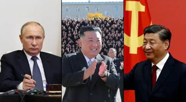 Russia's Vladimir Putin, North Korea's Kim Jong Un and China's Xi Jinping (Reuters/File)