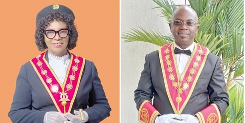 Most Respected Lady Sis Irene Smith-Ansah- Grand Lady, Ladies of Marshall, Sir Kt Bro Constantine K. M. Kudzedzi, Supreme Knight, Knights of Marshall