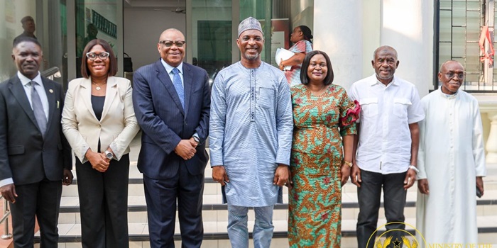Members of the seven-member Peace Committee inaugurated in Accra to mediate and promote reconciliation in the Gbiniyiri land conflict in the Savannah Region.
