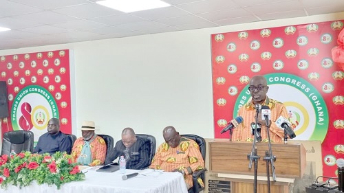Kwasi Adu-Amankwah, a former Secretary-General of the Trades Union Congress, delivering the keynote address