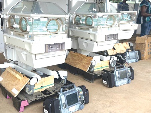 The infant incubators and defibrillators presented to the hospitals. The infant incubators and defibrillators presented to the hospitals.
