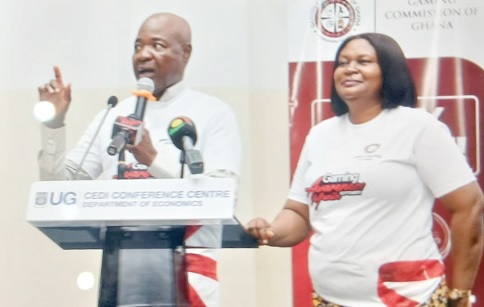 Emmanuel Siisi Quainoo (left), Acting Gaming Commissioner, and Doreen Annan, Acting Chief Director of the Ministry of the Interior, jointly launching the 2025 Gaming Awareness Month 