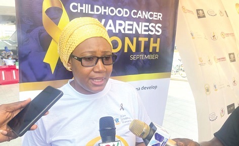 Dr Nihad Salifu, Paediatric Oncologist, addressing journalists after the launch