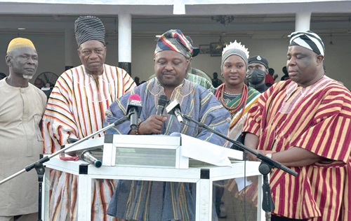 Charles Lwanga Puozuing, Upper West Regional Minister, delivering the President’s speech