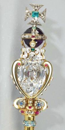 The Sovereign's Sceptre with Cross. Part of the British crown jewel
