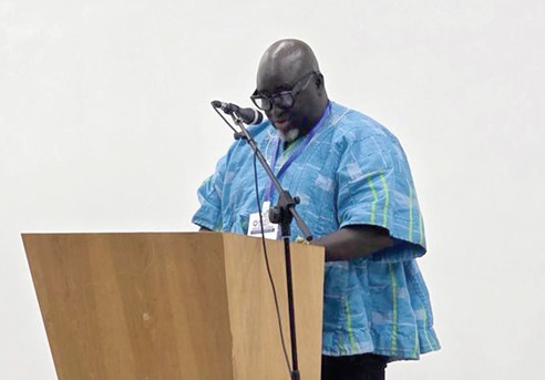 David Ayisala (right), the Global Alumni Chairman of ATU, addressing particapants in the event
