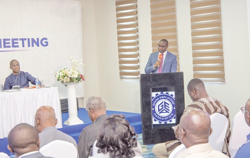 Victor Azuma Mejida (standing),  Deputy Chief Executive Officer of the National Pensions Regulatory Authority, addressing the meeting