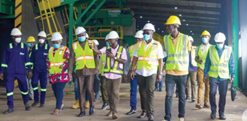 The committee being conducted around the recycling plant