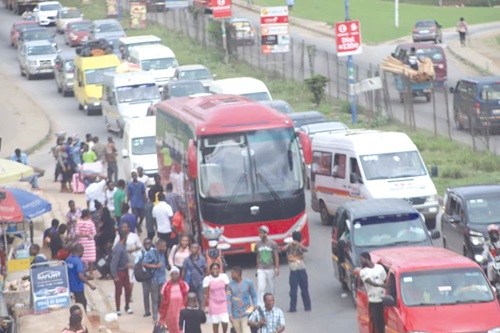 Vehiicular traffic within the city and on some outskirts of Kumasi signalling return to activities Vehiicular traffic within the city and on some outskirts of Kumasi signalling return to activities