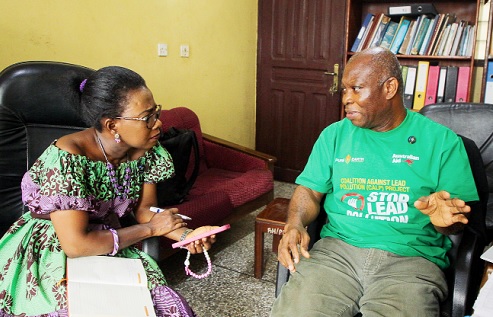 Caesar Nyadedzor (right), Toxicologist and Head of Ghana Poison Control Centre, in an interview with Augustina Tawiah (left), Staff, Writer with the Daily Graphic. Picture: Caleb Vanderpuye