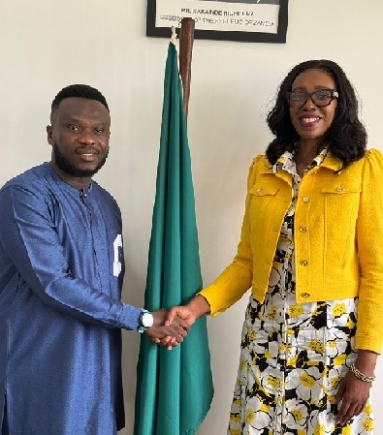 Nana Freduah Agyeman Osborn, ESQ with Honourable Mainga D. Kabika, at the Government Complex in Lusaka