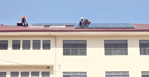 The solar panels being laid The solar panels being laid