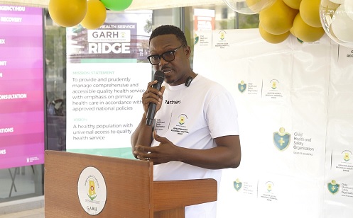 Samuel Frimpong, Founder of the Child Health and Safety Organisation (CHSO), speaking at the event Samuel Frimpong, Founder of the Child Health and Safety Organisation (CHSO), speaking at the event