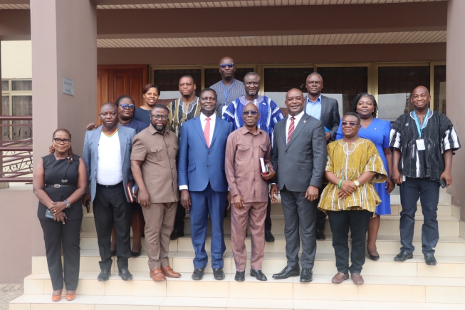 Peter Nortu-Kotoe (3rd from right), Chairman of the Parliamentary Sellect Committee on Education and Ahmed Jinapor (2nd from right), Director-General of GTEC  and other members of the committee as well as Parliamentary and GTEC staff after a working visit to GTEC