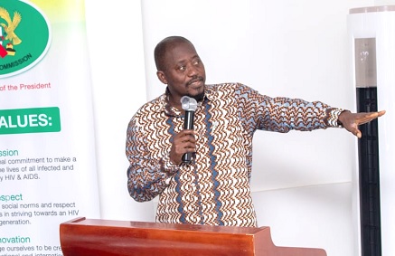 •Dr Fred Nana Poku, Director, Technical Services of the Ghana AIDS Commission making a presentation at the capacity building programme for media personnel