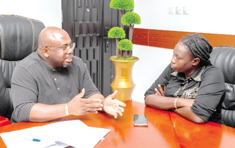 Ebow Mensah, Administrator, National Premix Fuel Secretariat, explaining a point to our reporter. Picture: ELVIS NII NOI DOWUONA 