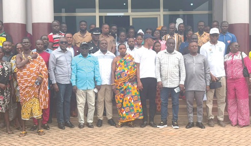 Dr Alhaji Yusif Sulemana, (front row 2nd from right), Deputy Minister of Lands and Natural Resources, with members of the local implementation committee of the Appiatse Redevelopment Project