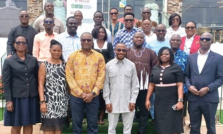 Prof Eric Nyarko Sampso (arrowed), Vice-Chancellor of University of Environment and Sustainable Development, with participants atfer the seminar
