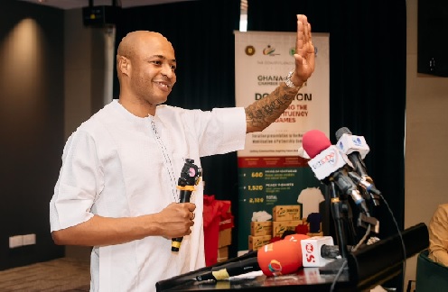 Dede Ayew speaking at the event