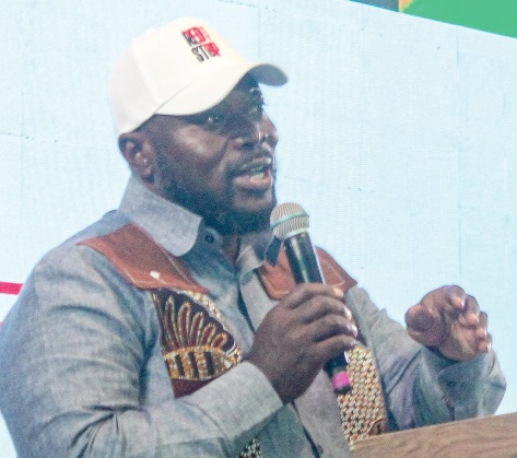 George Opare Addo (inset), Minister of Youth Development and Empowerment, addressing the forum. Picture: ERNEST KODZI