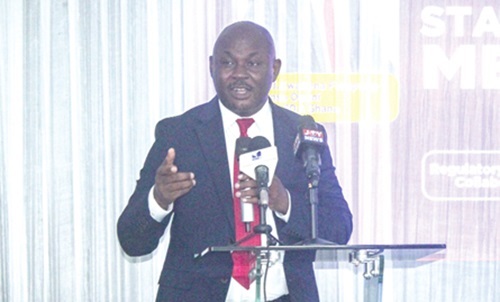 Prof. Kwabena Frimpong-Manso Opuni, acting CEO, FDA, addressing the meeting. Picture: ERNEST KODZI