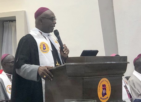 Most Rev. Prof. Johnson Kwabena Asamoah-Gyadu, Presiding Bishop, the Methodist Church Ghana, addressing the conference 