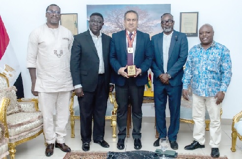 Wael Fathy Ahmed (middle) Egypt's ambassador to Ghana, Charles Osei Assibey (2nd from right) and other officials during the visit