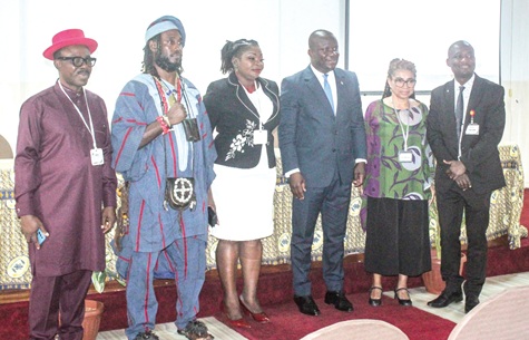 Samuel Abu Jinapor (3rd from right), former Minister of Lands and Natural Resources, with Clement Sefa Nyarko (right), Project Lead, King’s College, London; Akosua Adomako Ampofo (2nd from right), IAS, UG, and other dignitaries. Picture: ERNEST KODZI