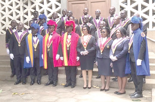 Bro Emmanuel Maclean Ofori (2nd from left), Grand Knight of Council 10, and Sis Violetta Kumi (2nd from right), Noble Lady Court 5 with the Supreme Knight and the Grand Lady