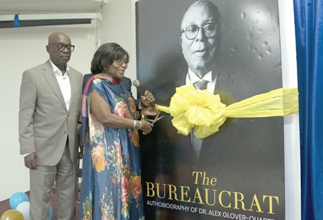Esther Dzifa Ofori (right), former diplomat, launching the book. With her is Tony Oteng Gyasi, Chairman for the occasion