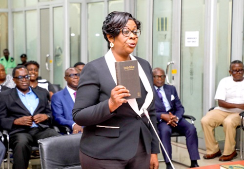 Justice Sophia Rosetta Bernasko Essah taking an oath before the vetting 