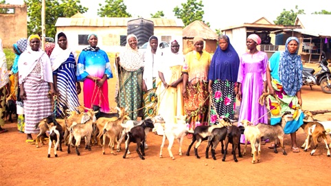 Some of the beneficiaries being presented with goats