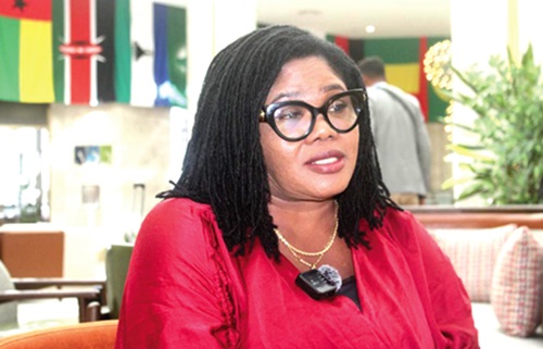 Dr Agnes Naa Momo Lartey, Minister for Gender, Children and Social Protection, speaking during the interview in Addis Ababa, Ethiopia