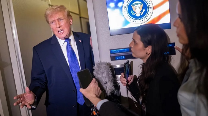 The president spoke to the press on board Air Force One on Monday, describing the talks as "very important"