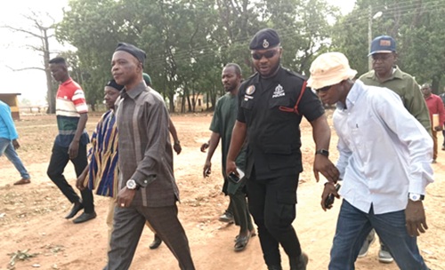 Ali Adolf John, Northern Regional Minister, touring some of the affected sites Ali Adolf John, Northern Regional Minister, touring some of the affected sites