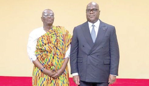 Magnus Kofi Amoatey, Ghana’s Ambassador to DR Congo with President Felix-Antoine Tshisekedi Tshilombo after presenting his Letter of Credence