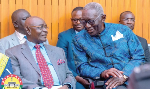 Former President John Agyekum Kufuor (right) in a chat with Edward Doe Adjaho, Chairman of the Council of State and former Speaker of Parliament Former President John Agyekum Kufuor (right) in a chat with Edward Doe Adjaho, Chairman of the Council of State and former Speaker of Parliament