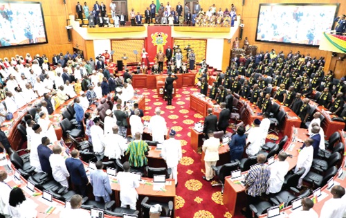 Parliament house yesterday shortly after President Mahama’s arrival