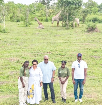 President Mahama and Lordina Mahama at the Crown Forest Nature and Cultural Heritage Resort  