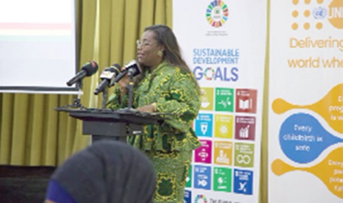 Nana Oye Bampoe Addo (right), Deputy Chief of Staff in Charge of Finance and Administration, speaking at the event