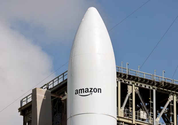 A United Launch Alliance Atlas V rocket is shown on its launch pad carrying Amazon's Project Kuiper internet network satellites as the vehicle is prepared for launch at the Cape Canaveral Space Force Station in Cape Canaveral, Florida, U.S., April 28, 2025. REUTERS/Joe Skipper