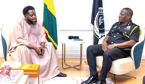 Christian Tetteh-Yohuno (right), Inspector General of Police, in a conversation with Prophet Bernard El Bernard Nelson Eshun