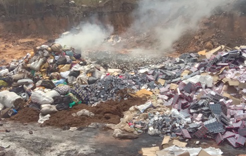 The illicit drugs being destroyed The illicit drugs being destroyed