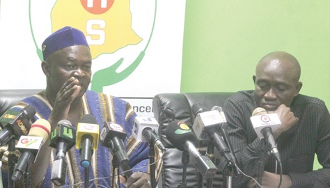 Dr Samuel Kaba Akoriyea (left), Director-General, GHS, addressing journalists during the conference. With him is Dr Franklin Asiedu-Bekoe, Director of Public Health of the GHS. Picture: ESTHER ADJORKOR 