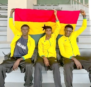 Godfred Opoku (left) and Blessed Junior Owusu (centre) and Bossman Kusi Appiah made the nation proud by winning medals