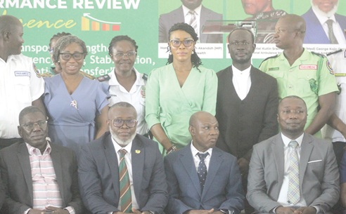 Dr Hafiz Adams (left), Director, Technical Coordination, MOH; Dr (Med.) George Kojo Owusu (2nd from left),  CEO of NAS; Dr Dominic Awariya (2nd from right), Ashanti Regional Coordinator, NAS, and Dr Lawrence Ofori Boadu (right), Director of the Institutional Care Division-GHS, and other dignitaries. Picture: ESTHER ADJORKOR ADJEI 