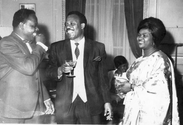 Prince D. K. T. Djokoto (middle) and Agatha B. Djokoto (right) in a discussion with a friend