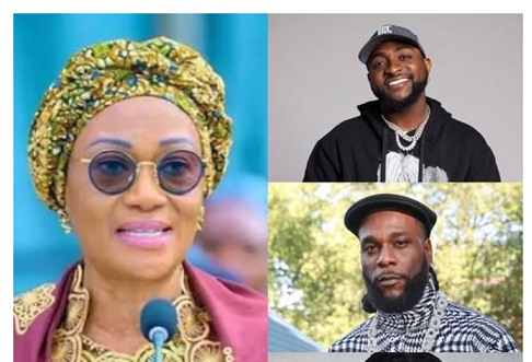 Burden on government huge – Nigeria’s First lady tells Burna Boy, Davido, to support poor Nigerians